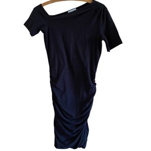 Standard James Perse Asymmetric Sleeve One Shoulder Bodycon Dress Black 2